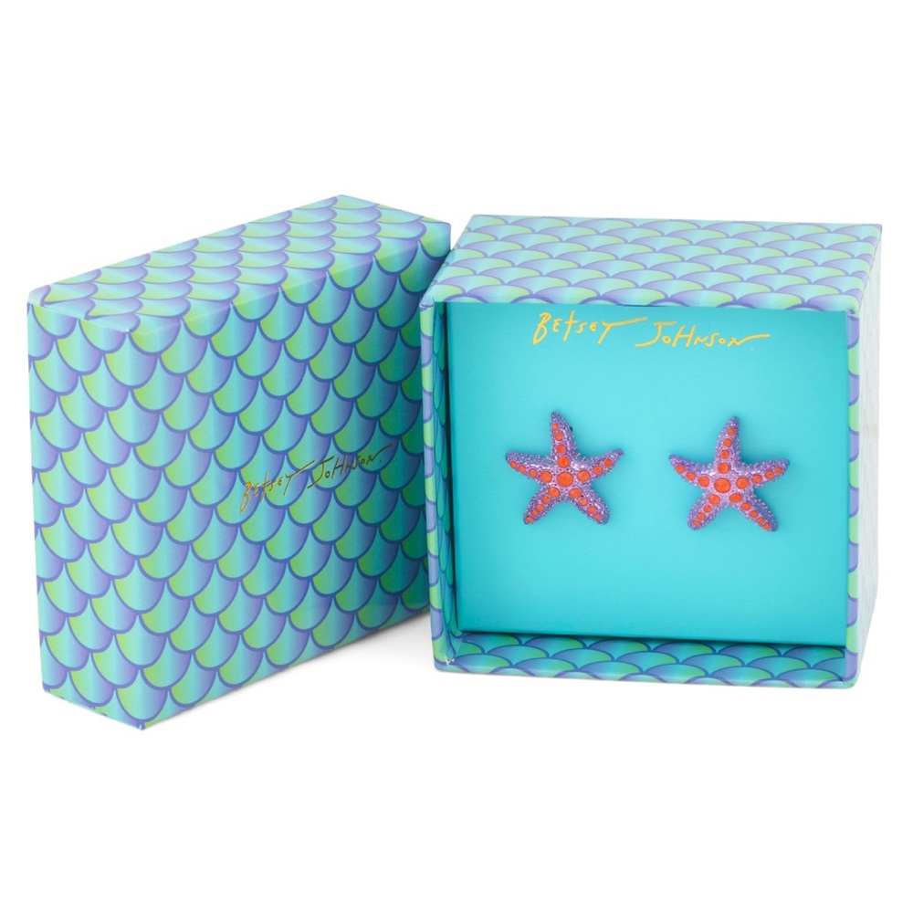 Betsey Johnson Pink and Blue Starfish Stud Earrings